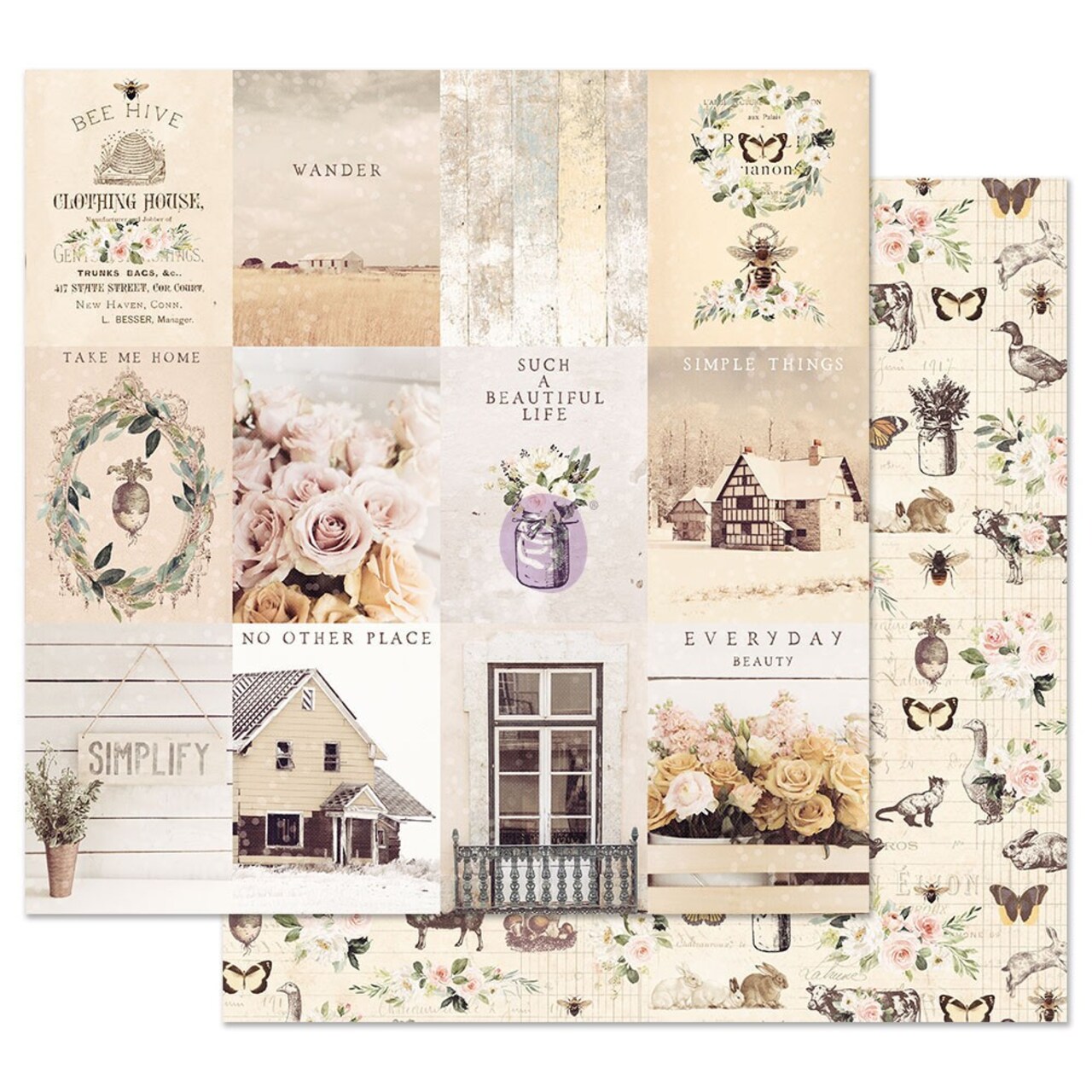 Prima Marketing Inc Prima Marketing Spring Farmhouse Dbl-Sided Cardstock 12"x12"-Simple Things, Multi 655350994808